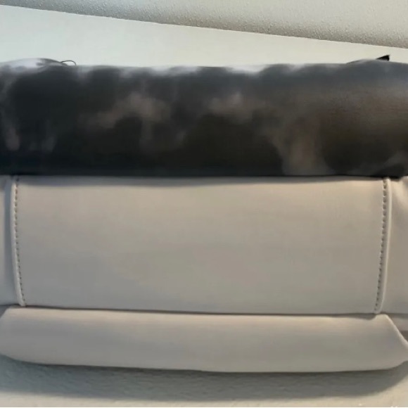 VERA WANG Cream Grey Gray Faux Leather Satchel Strap Purse Zip Tote Hand Bag/NEW - Picture 5 of 7